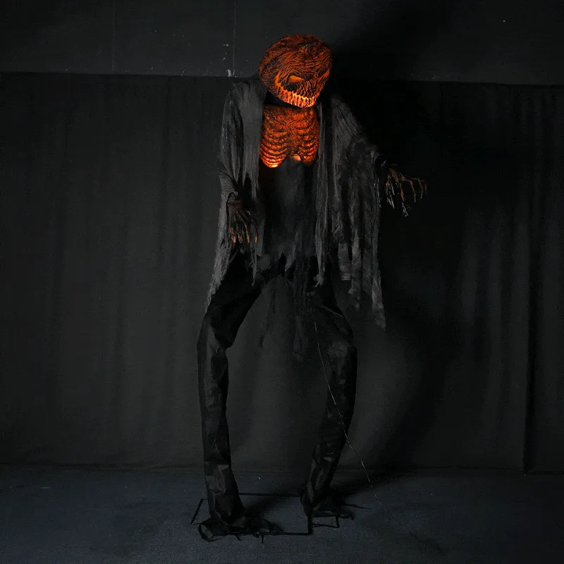 7ft Pumpkin Head Scorched Scarecrow Halloween Decoration