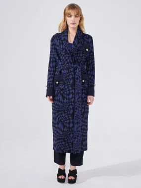 Abstract Check Hari Merino Jacquard Smoking Robe