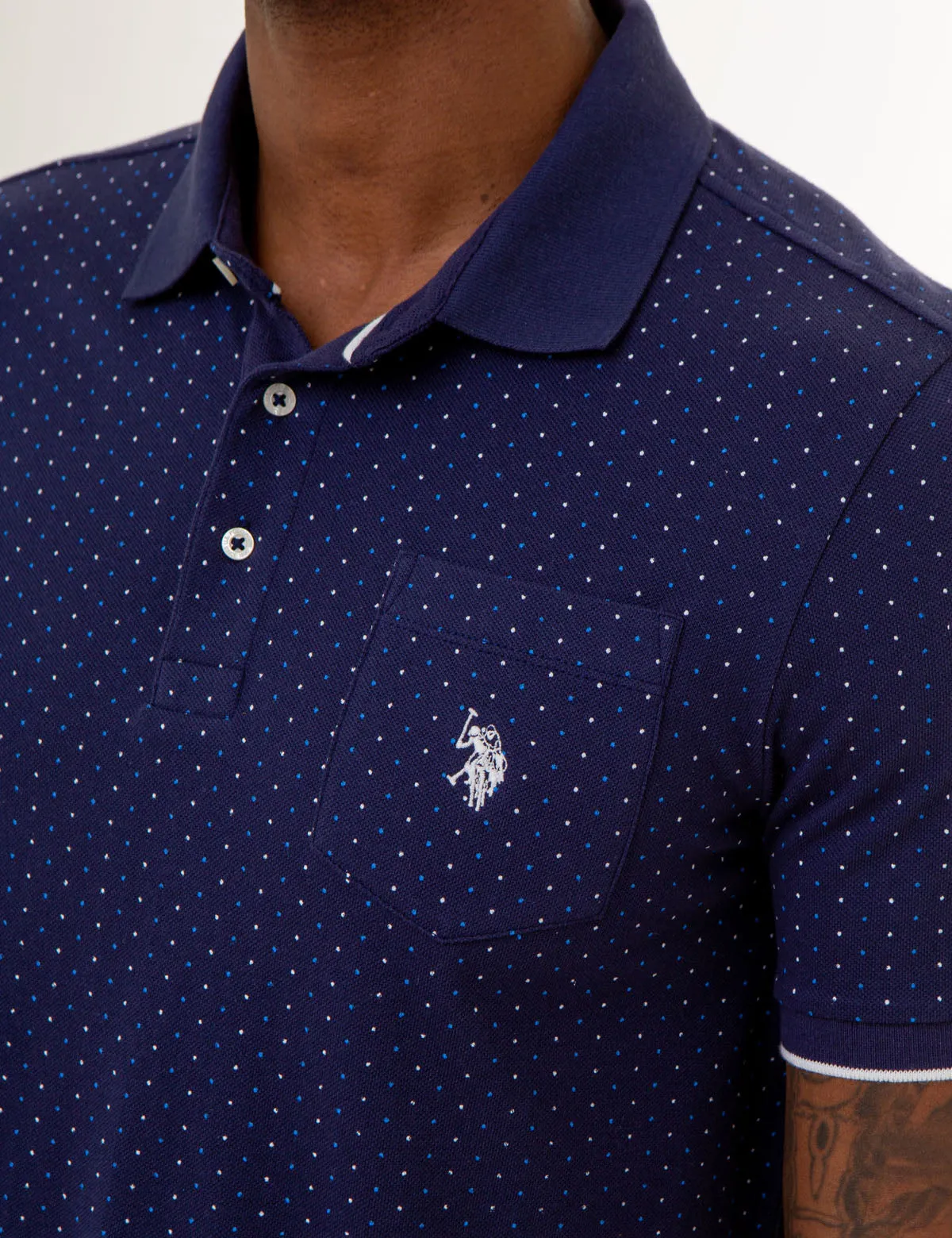 ALL OVER DOUBLE MINI DOT PRINT POLO SHIRT