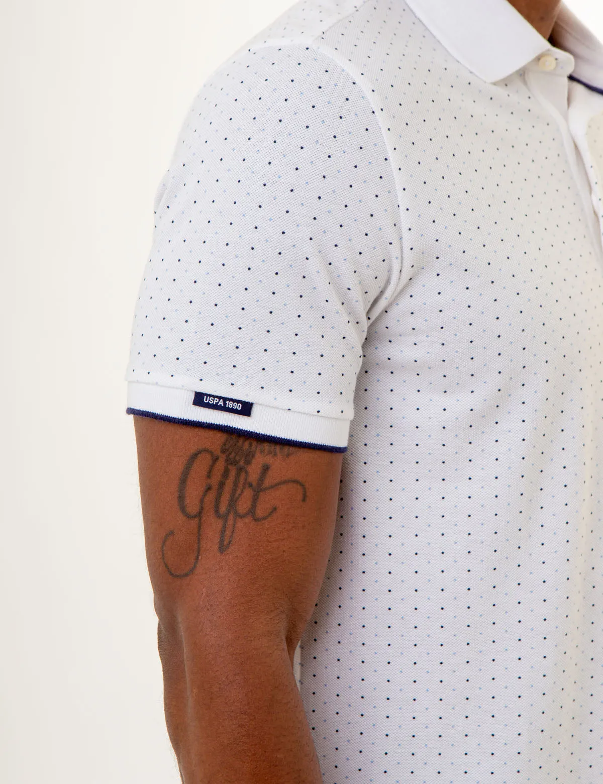 ALL OVER DOUBLE MINI DOT PRINT POLO SHIRT