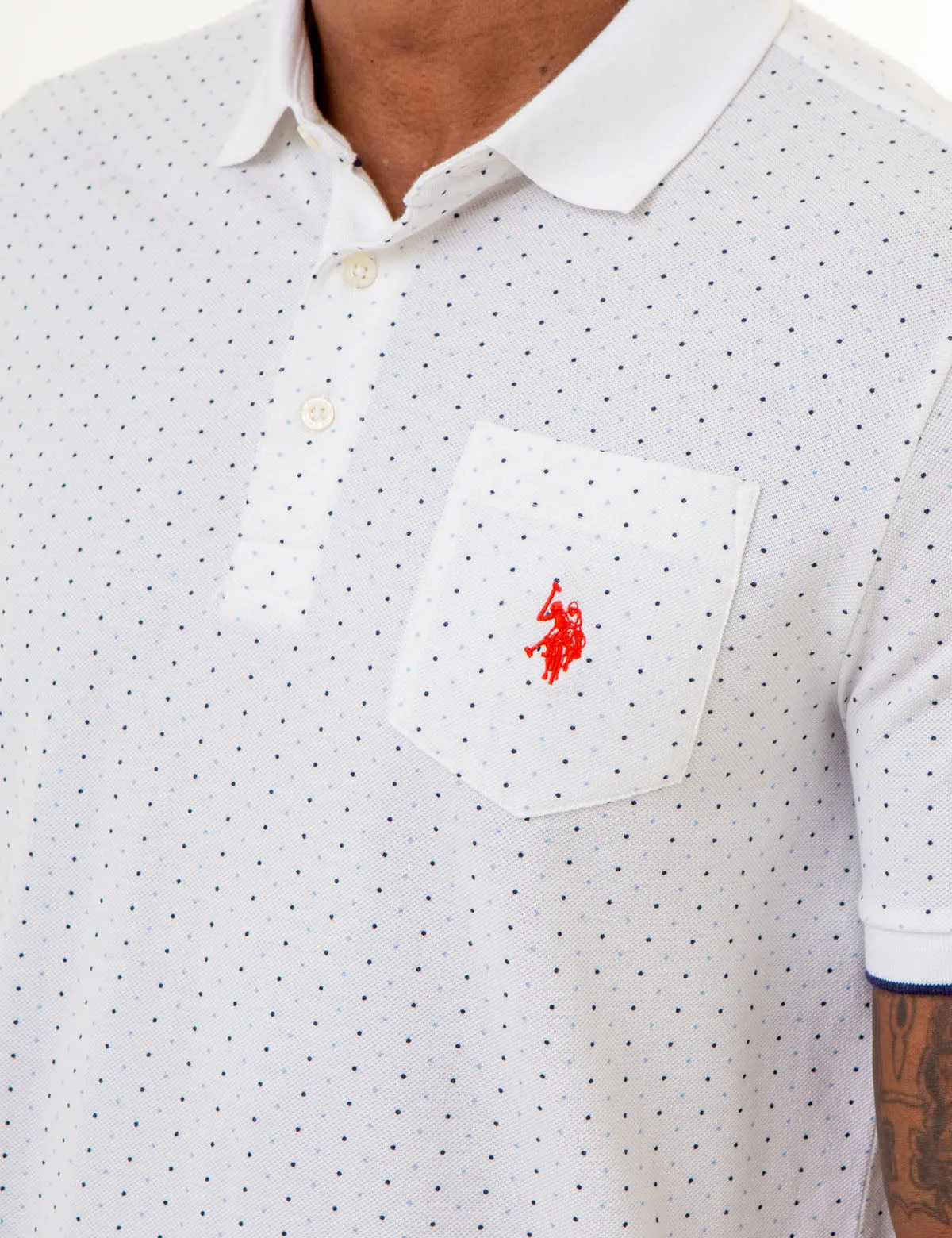 ALL OVER DOUBLE MINI DOT PRINT POLO SHIRT