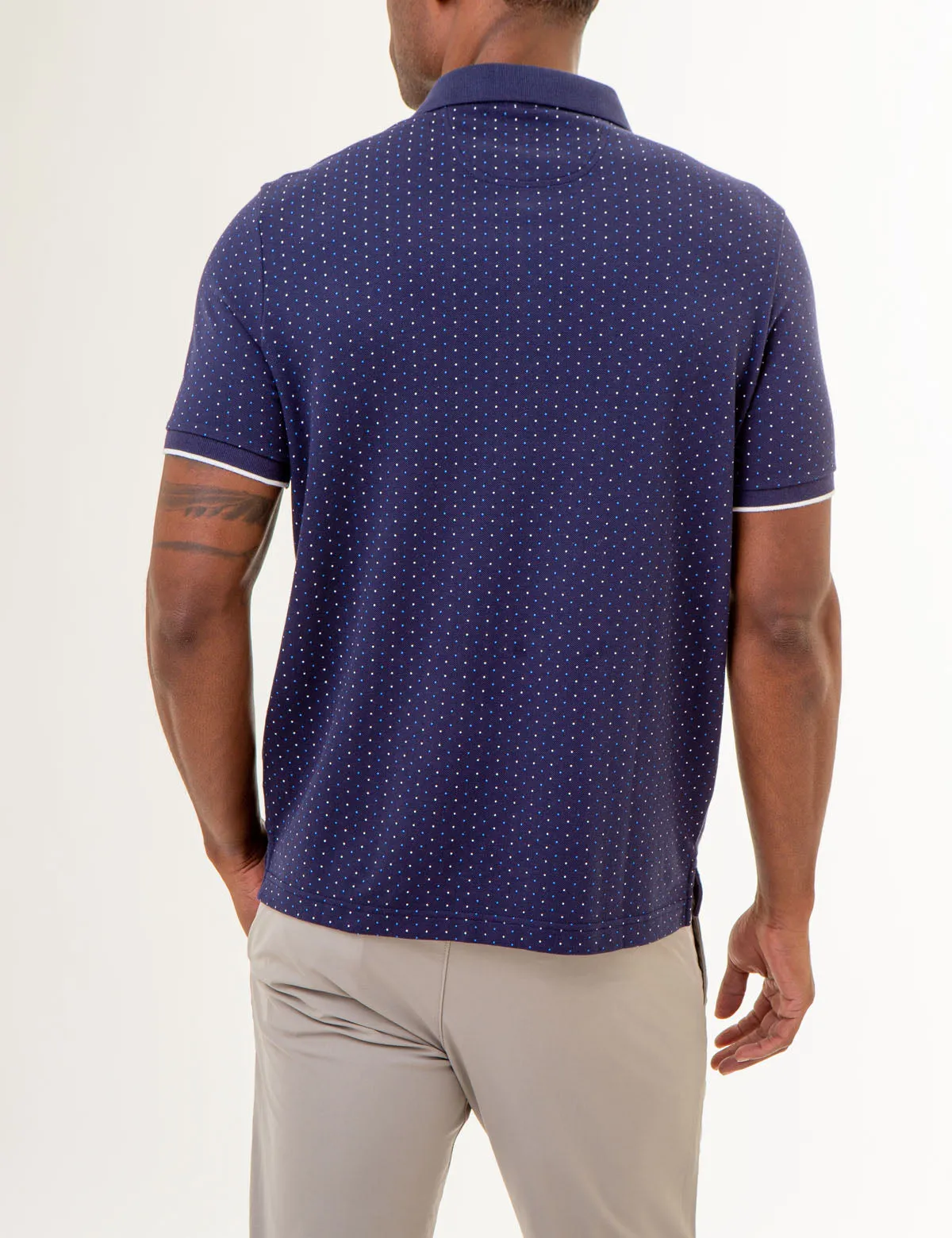 ALL OVER DOUBLE MINI DOT PRINT POLO SHIRT