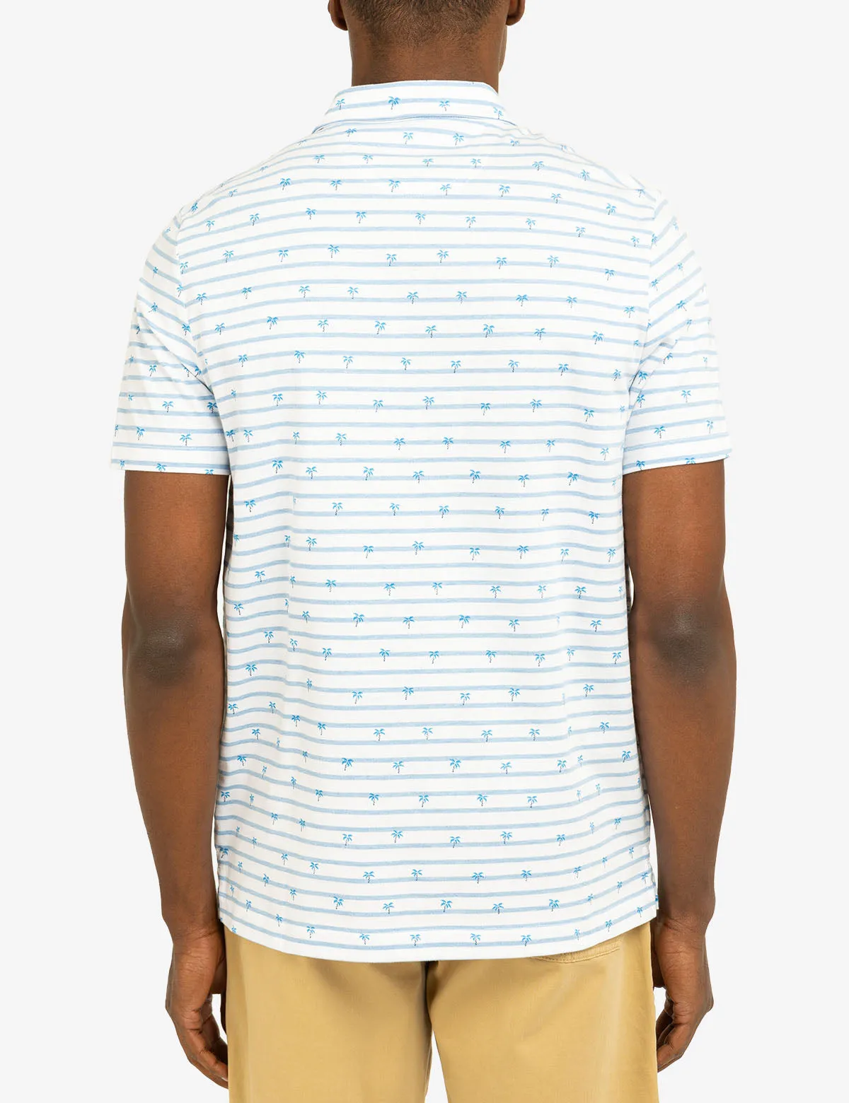 ALL OVER PALM PRINT JERSEY POLO SHIRT