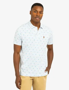 ALL OVER PALM PRINT JERSEY POLO SHIRT