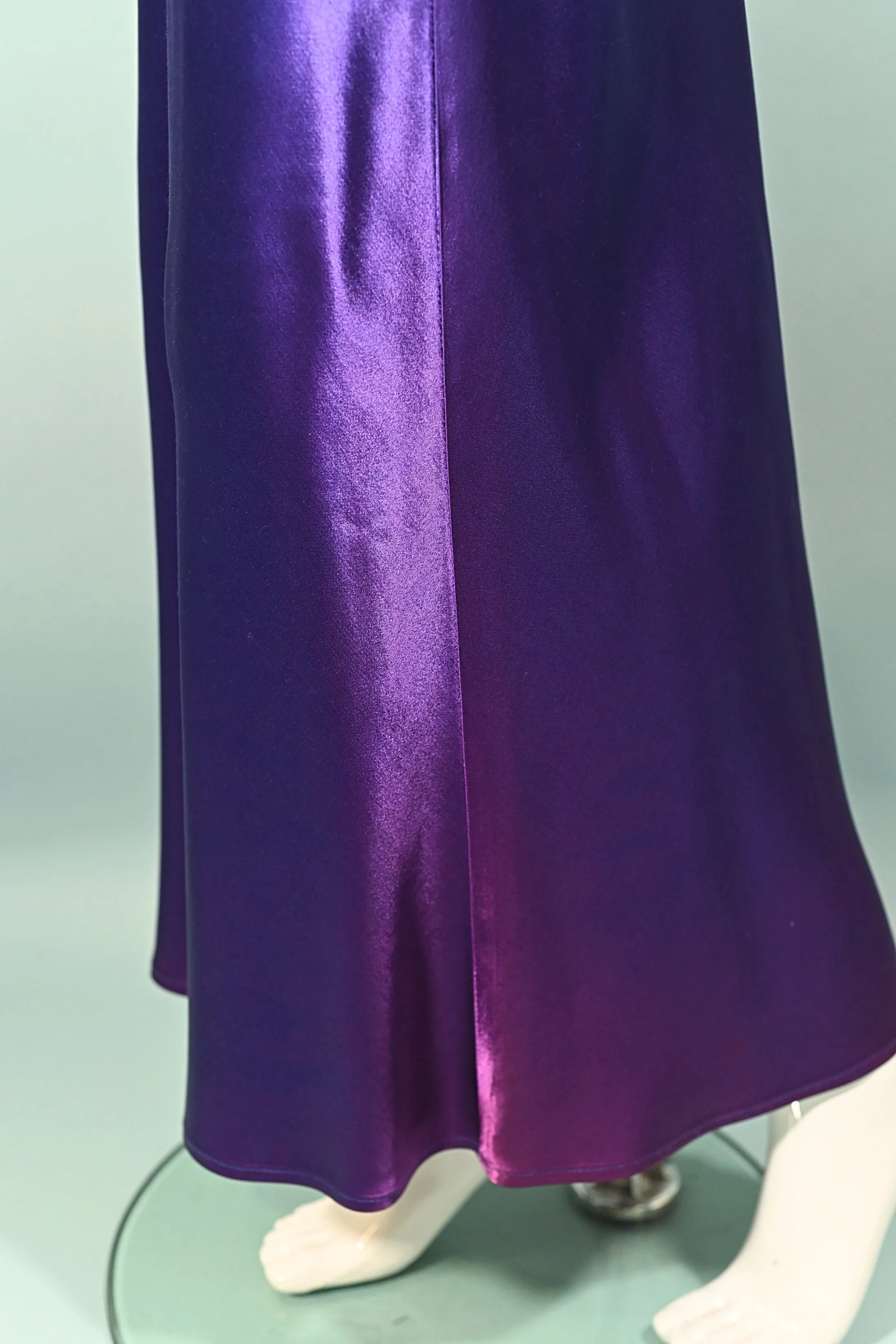 All That Jazz Blue/Purple Satin Dress, 30s Style Maxi S