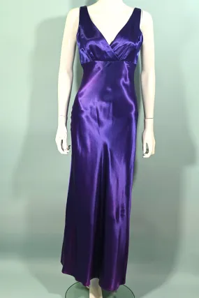 All That Jazz Blue/Purple Satin Dress, 30s Style Maxi S