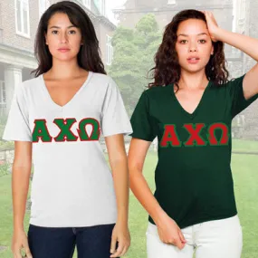 Alpha Chi Omega Sorority V-Neck Shirt (2-Pack) - Bella 3005 - TWILL