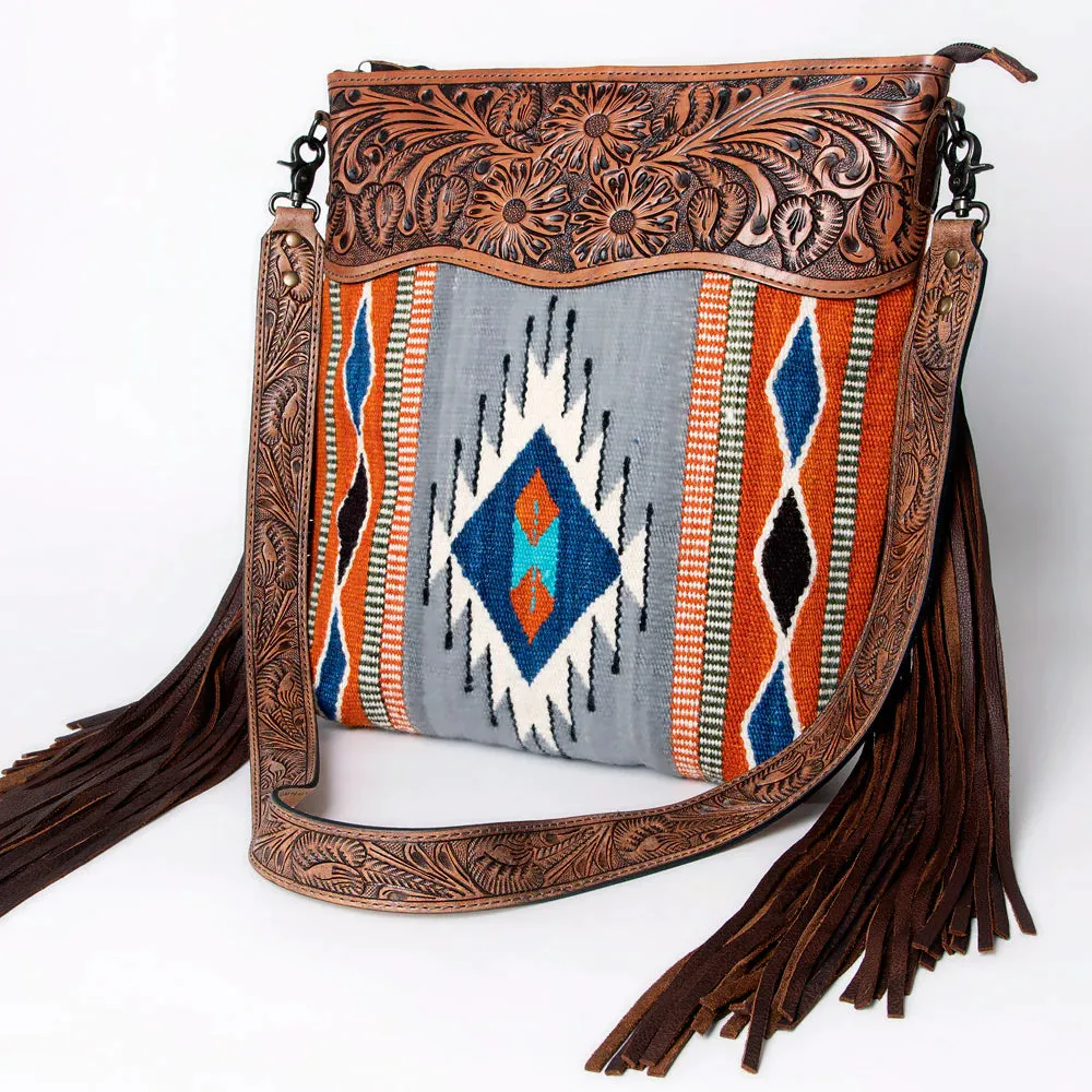 American Darling Gray Aztec Fringe Purse