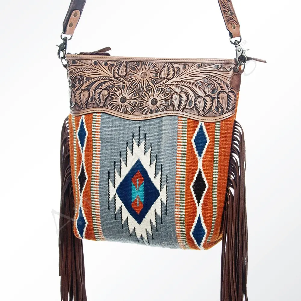 American Darling Gray Aztec Fringe Purse