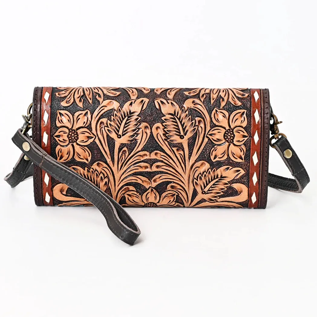 American Darling Hand Tooled Buck Stitch Purse