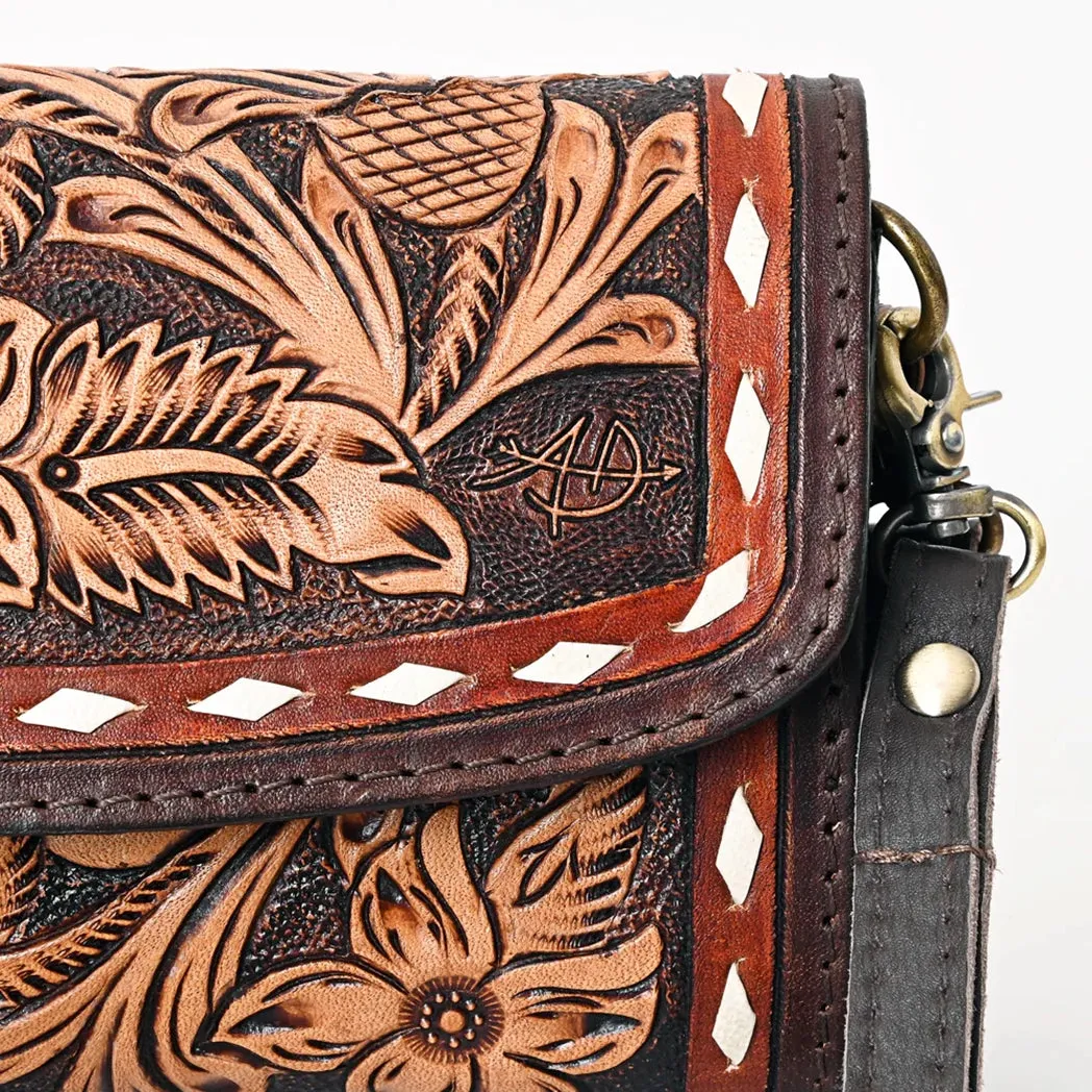 American Darling Hand Tooled Buck Stitch Purse