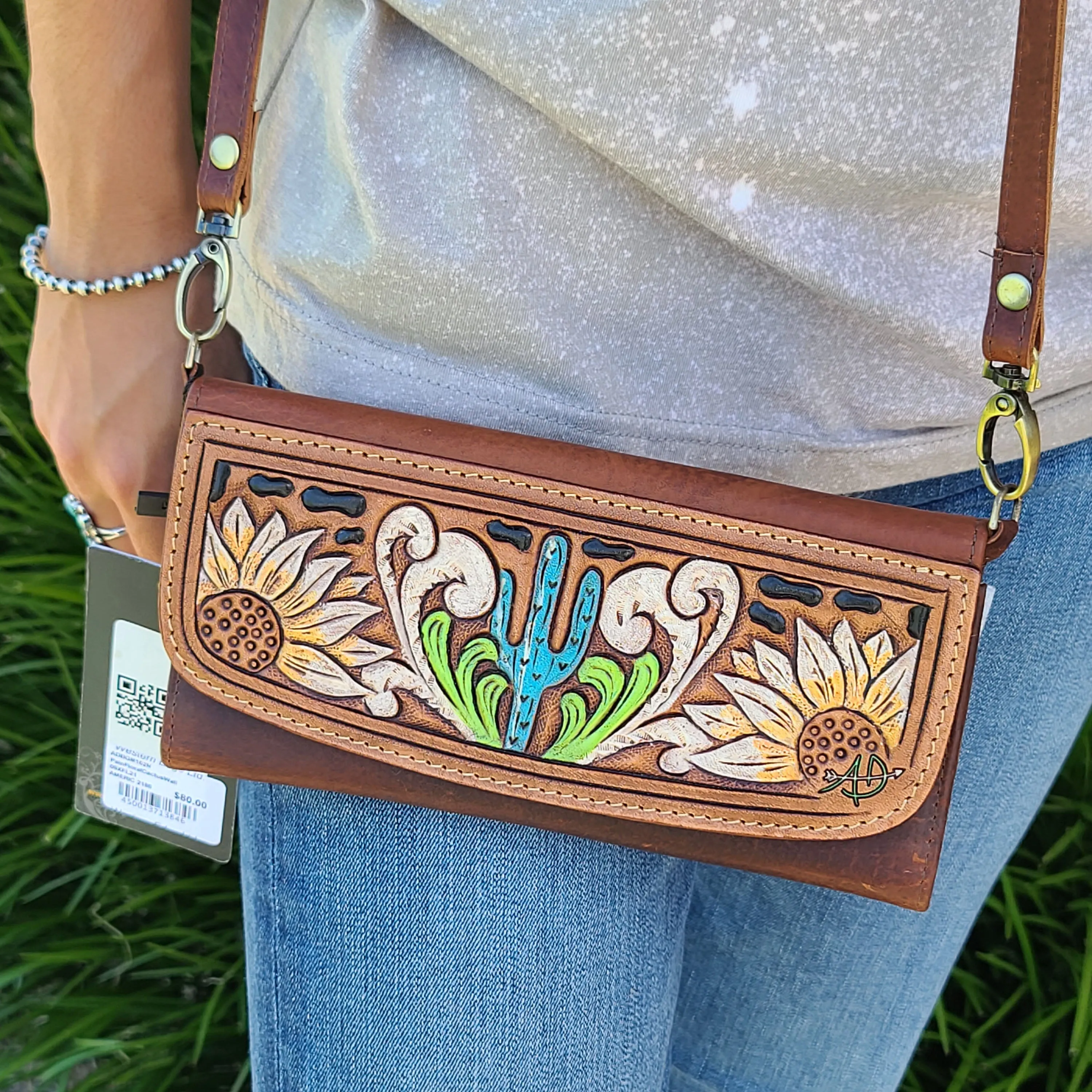 American Darling Painted Floral Cactus Wallet/Crossbody