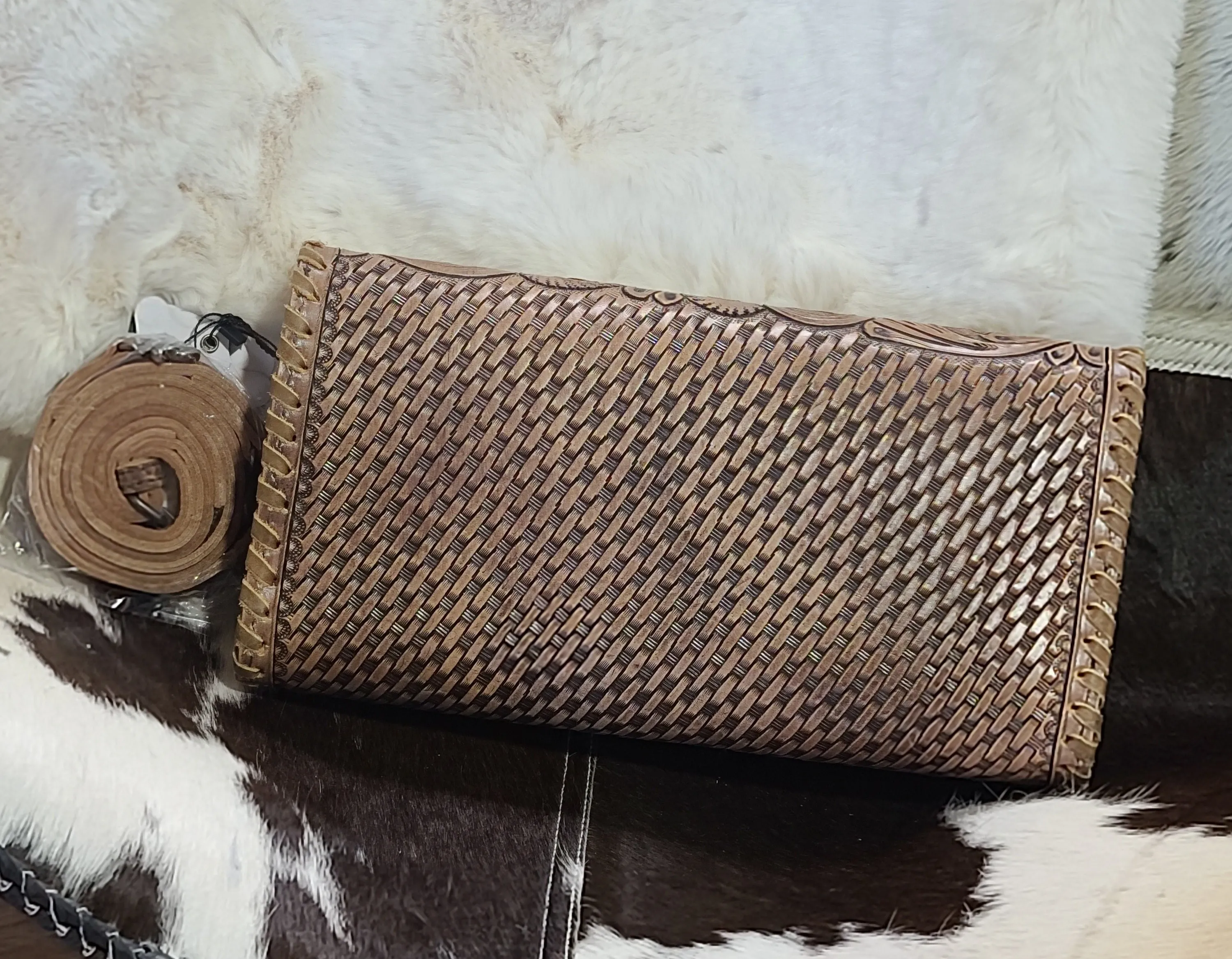 American Darling Tooled Leather Clutch