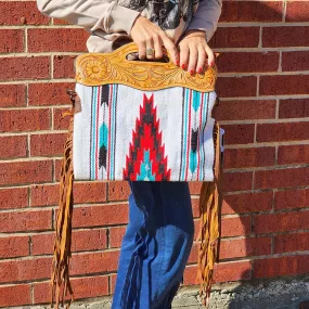 American Darling White Aztec Fringe Purse