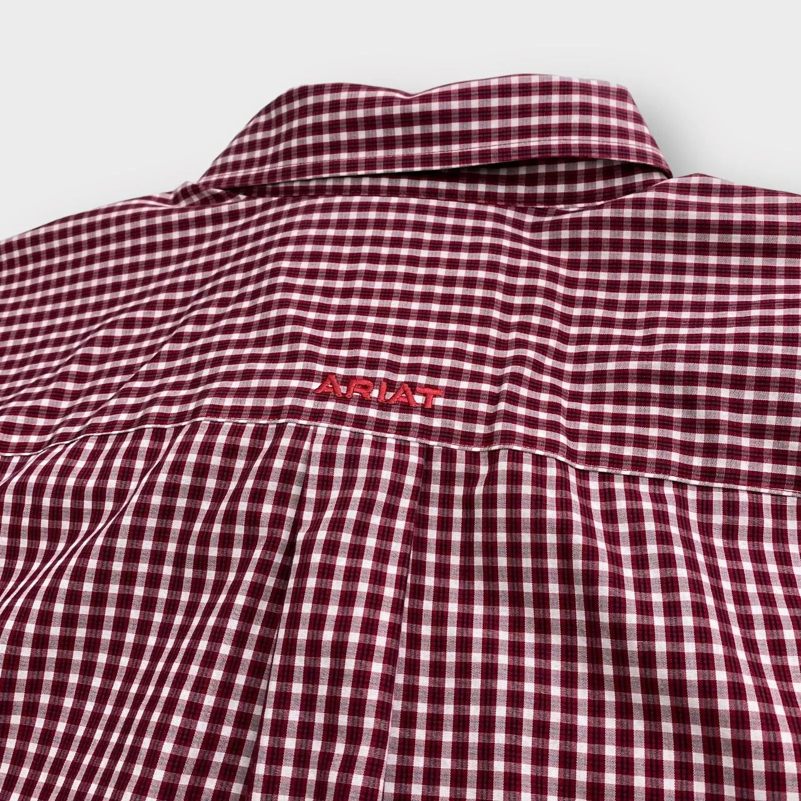 Ariat Mens Button-Down L/s Dress Shirt | XL | Red Plaid | Wrinkle-Free | EUC