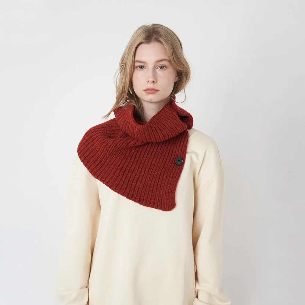 Autumn Winter Detachable Button Knitted Solid Color Warm Versatile Scarf