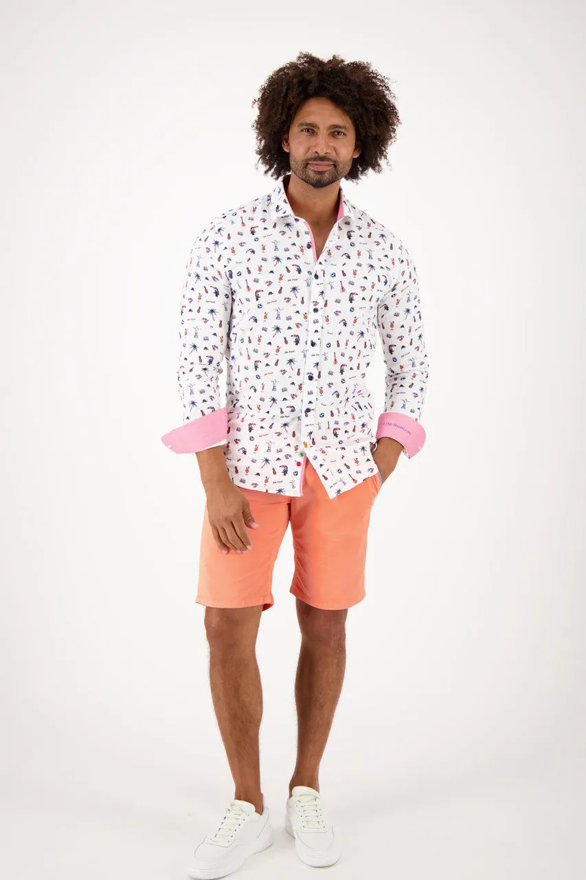 Bermuda Peached Twill Short - Burnt Coral