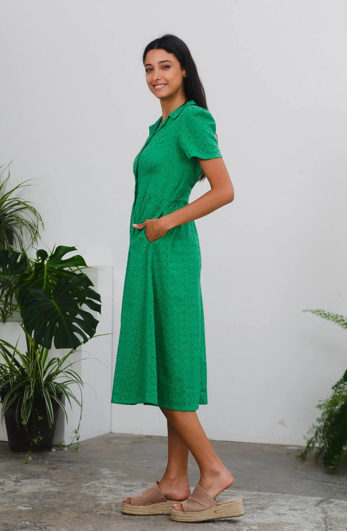 Birdy Dress in Green Schiffly