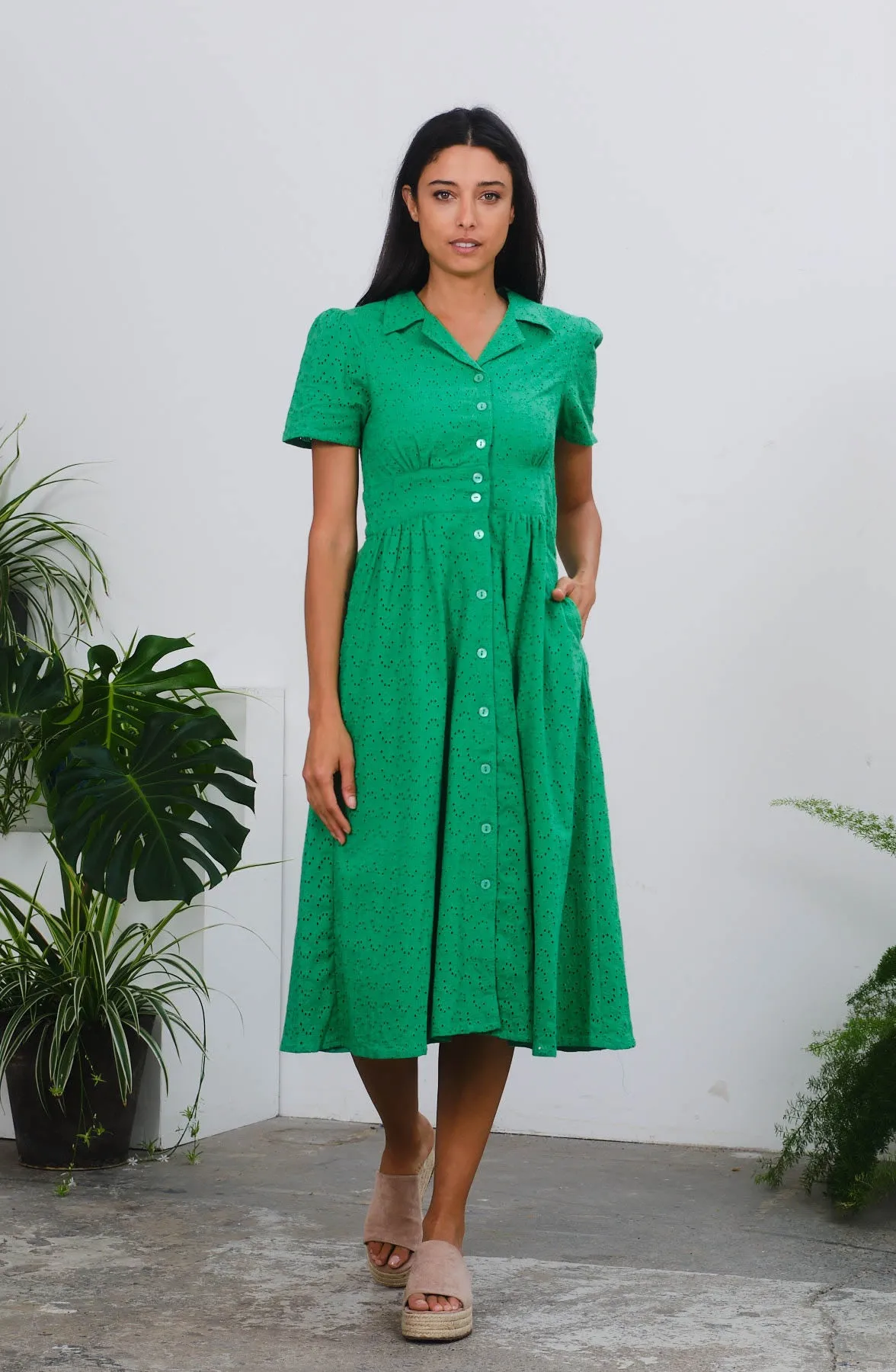 Birdy Dress in Green Schiffly