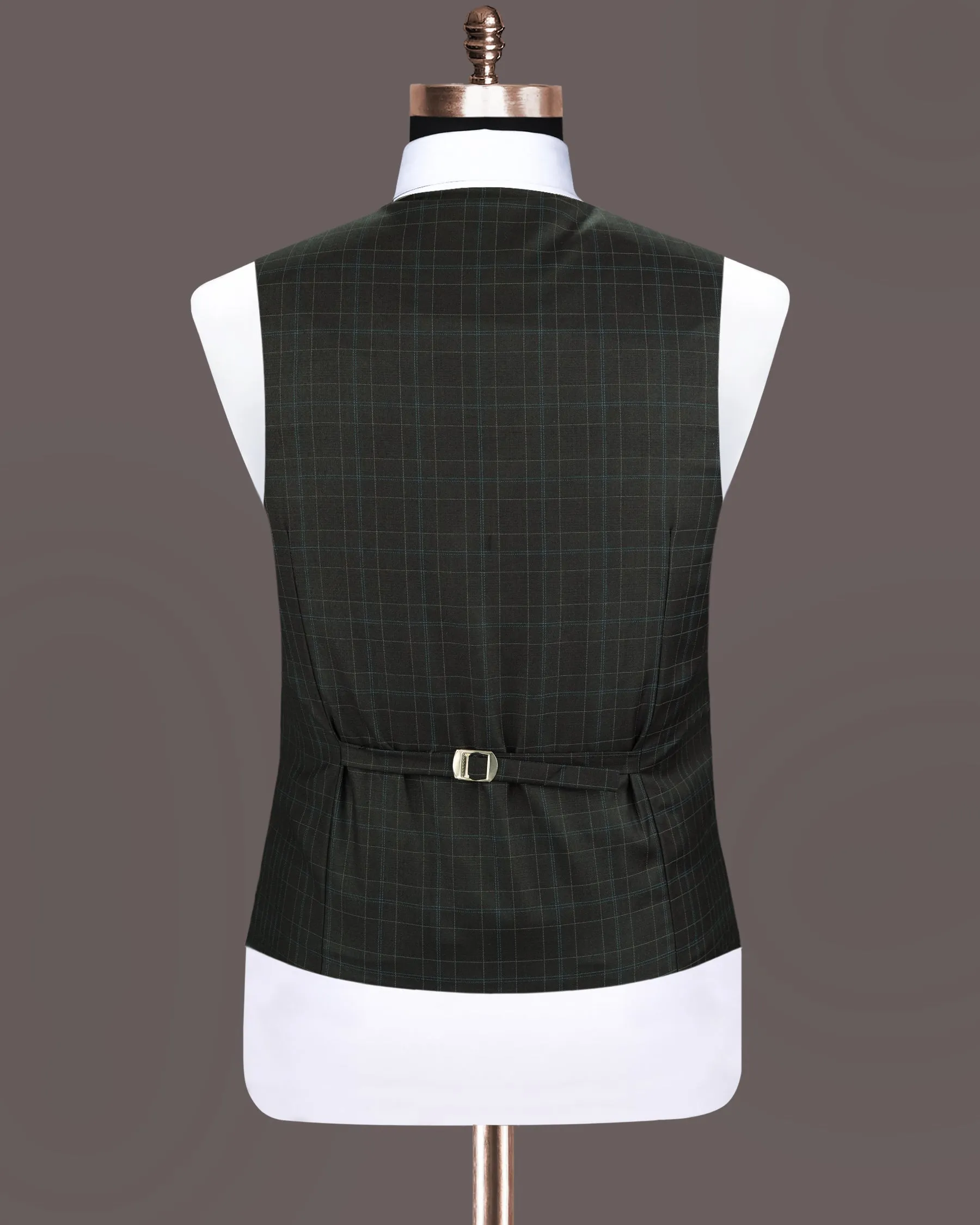 Blackcurrant Windowpane Wool Rich Waistcoat