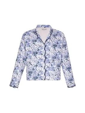 Blue Floral Fleece Jacket