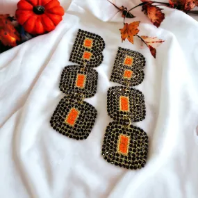 Boo Earrings - Halloween Earrings, Beaded Earrings, Halloween Accessories, Halloween Earrings, Rhinestone Halloween, Trick or Treat