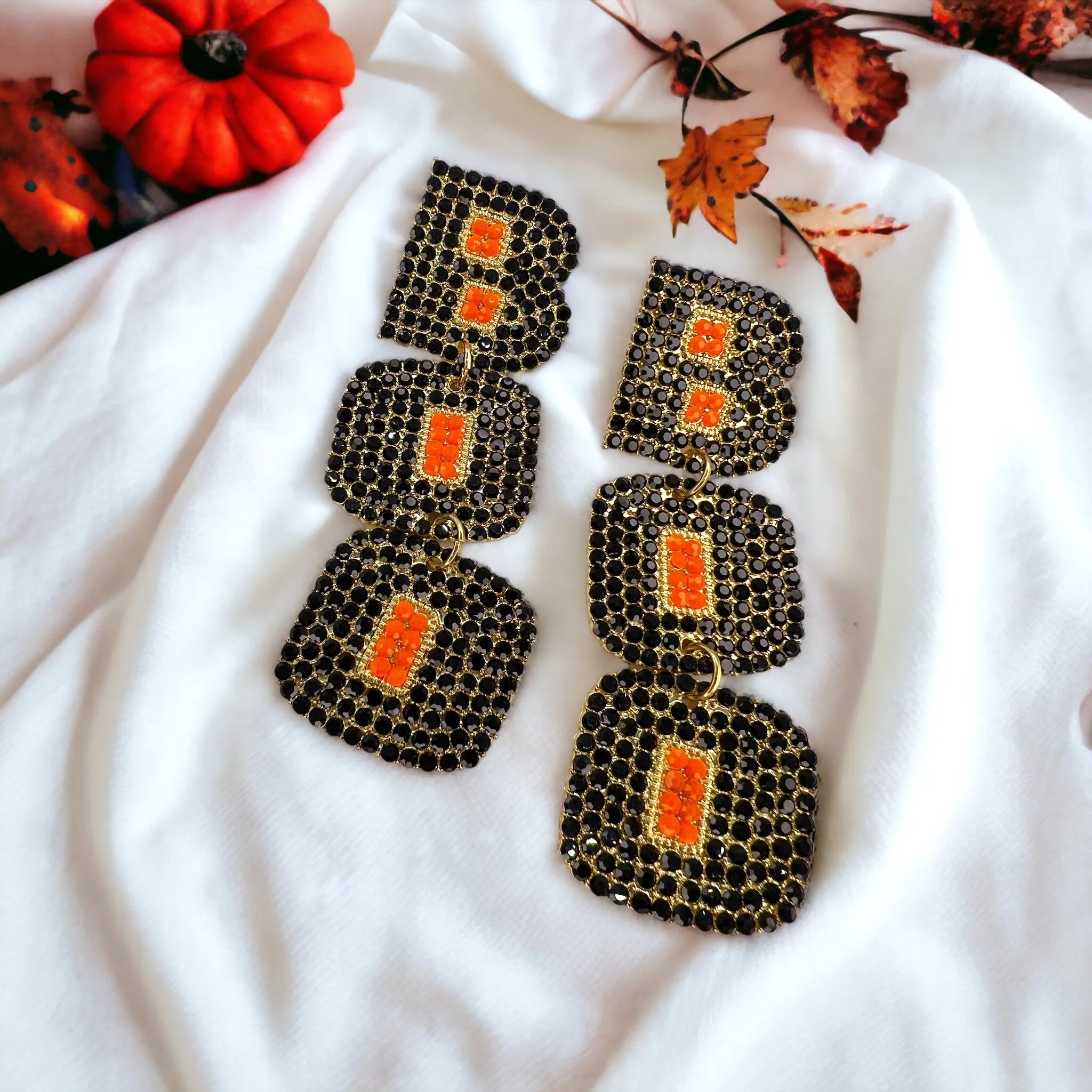 Boo Earrings - Halloween Earrings, Beaded Earrings, Halloween Accessories, Halloween Earrings, Rhinestone Halloween, Trick or Treat