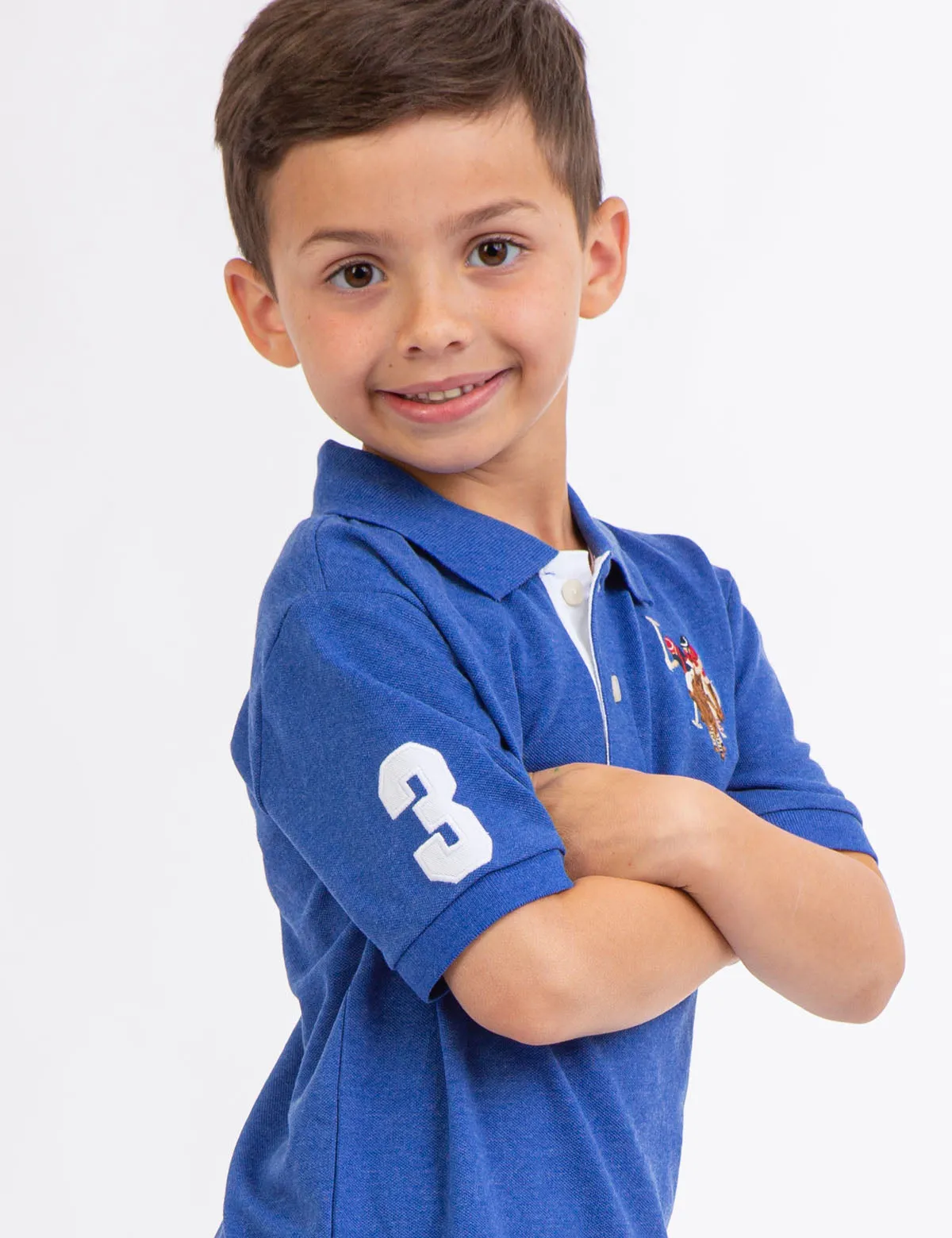 BOYS MULTI COLOR LOGO PIQUE POLO SHIRT