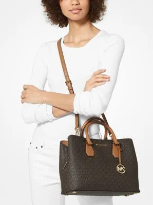 Camille Large Logo and Leather Satchel