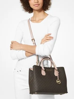 Camille Large Logo and Leather Satchel