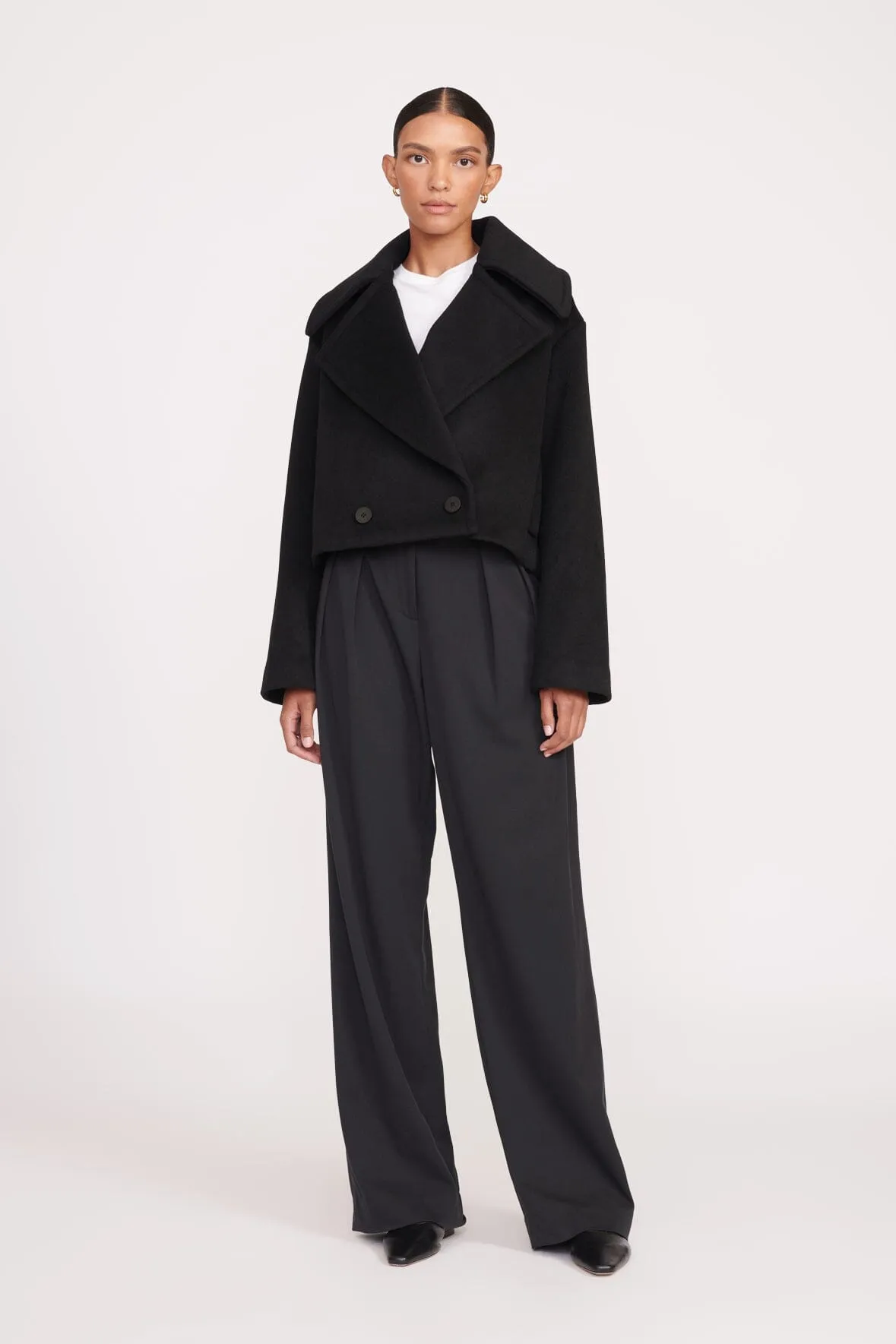 CARVER CROPPED COAT | BLACK