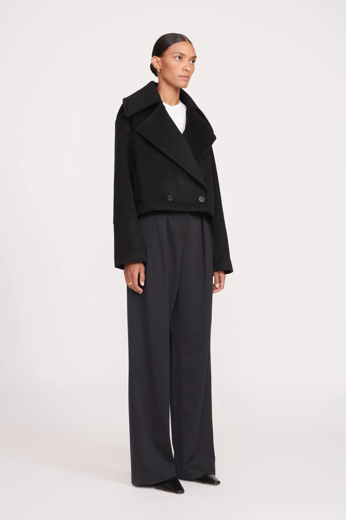 CARVER CROPPED COAT | BLACK