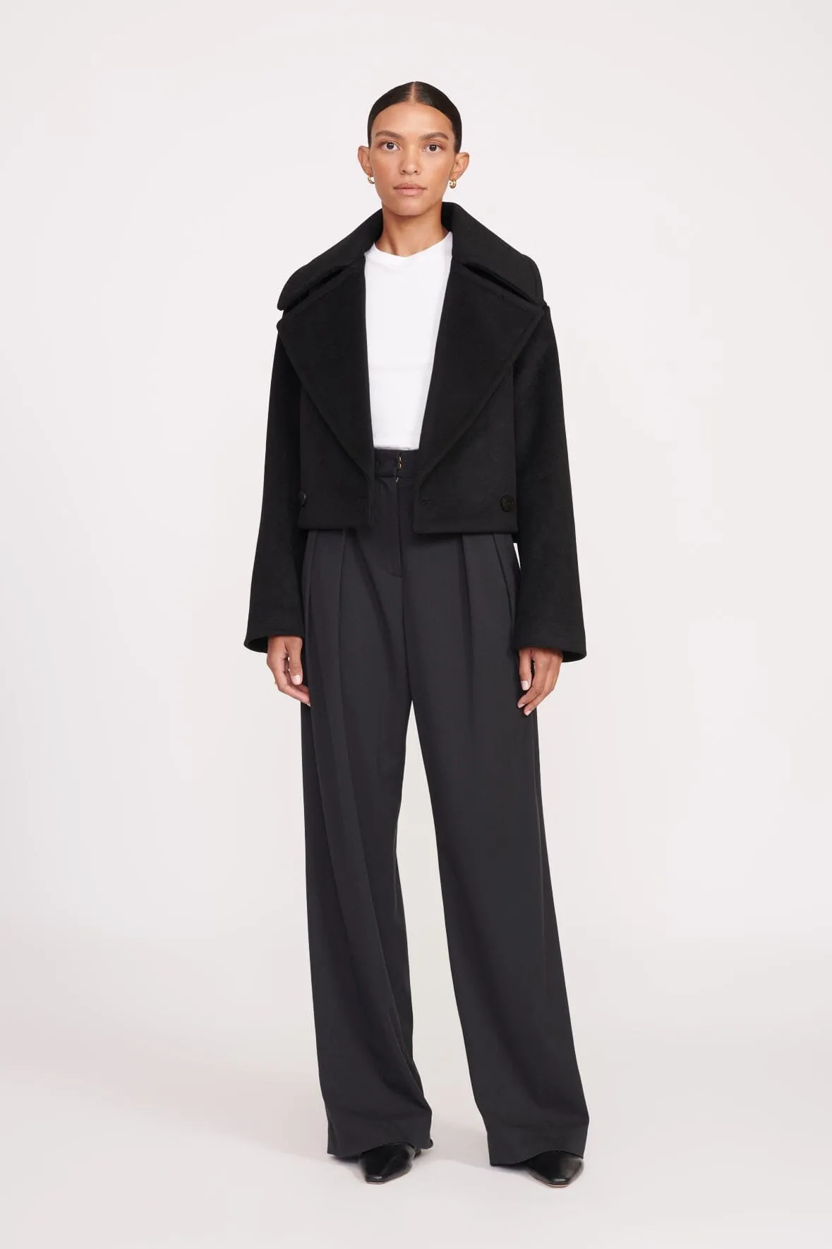 CARVER CROPPED COAT | BLACK