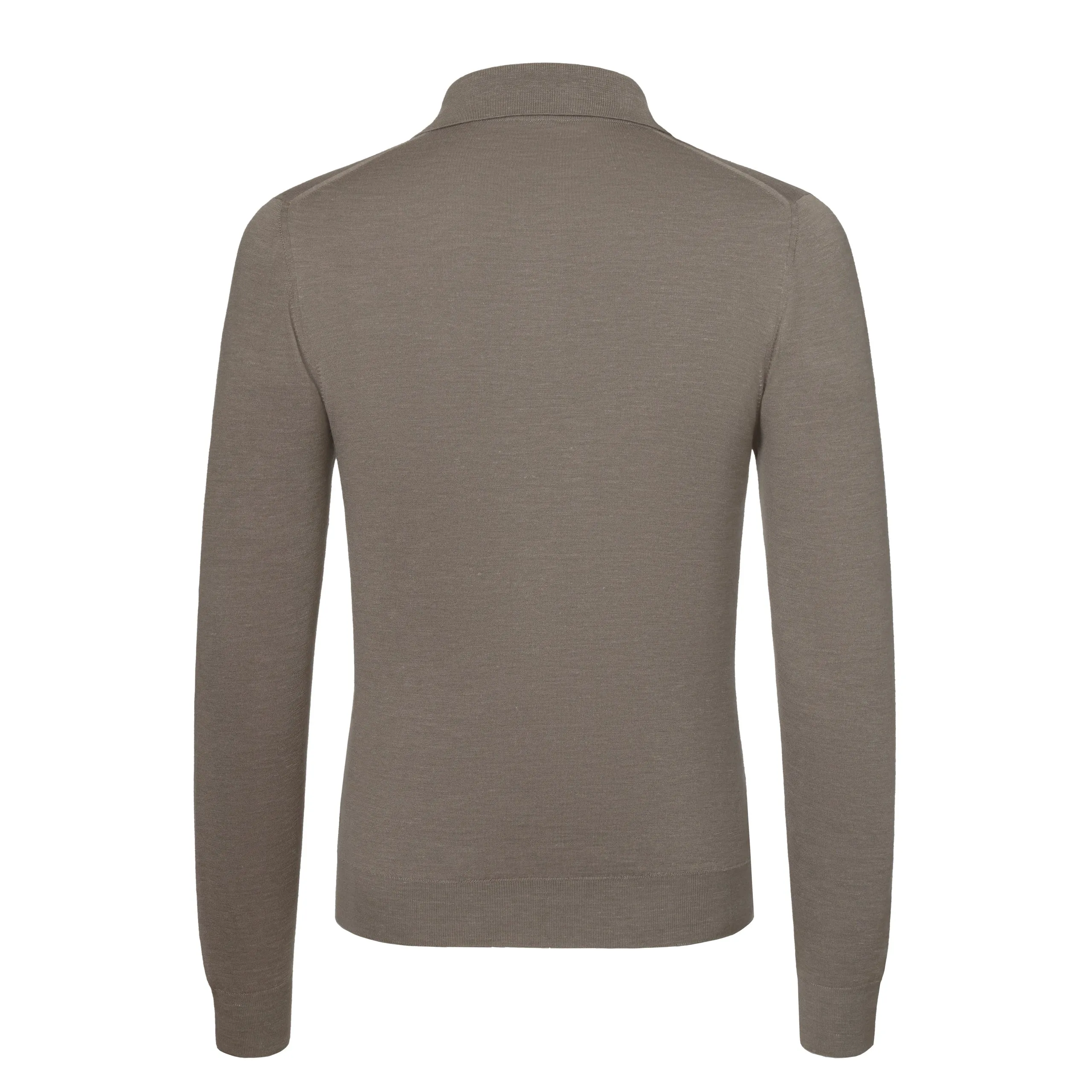 Cashmere-Blend Long Sleeve Polo Shirt in Pond Green