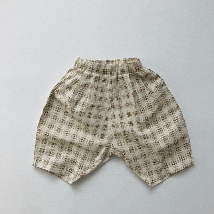 Checkered Short Sleeve Shirt and Shorts Set