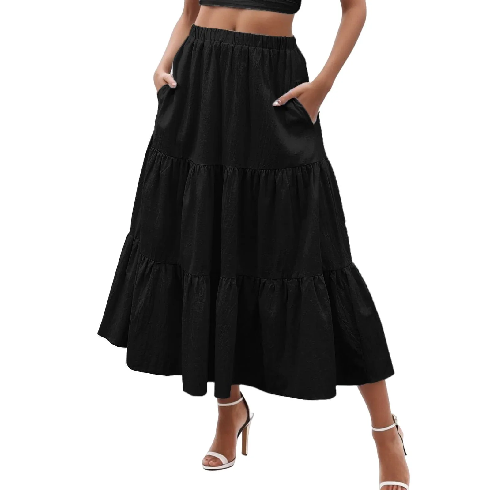 Chic Long Cake Pleated Skirt