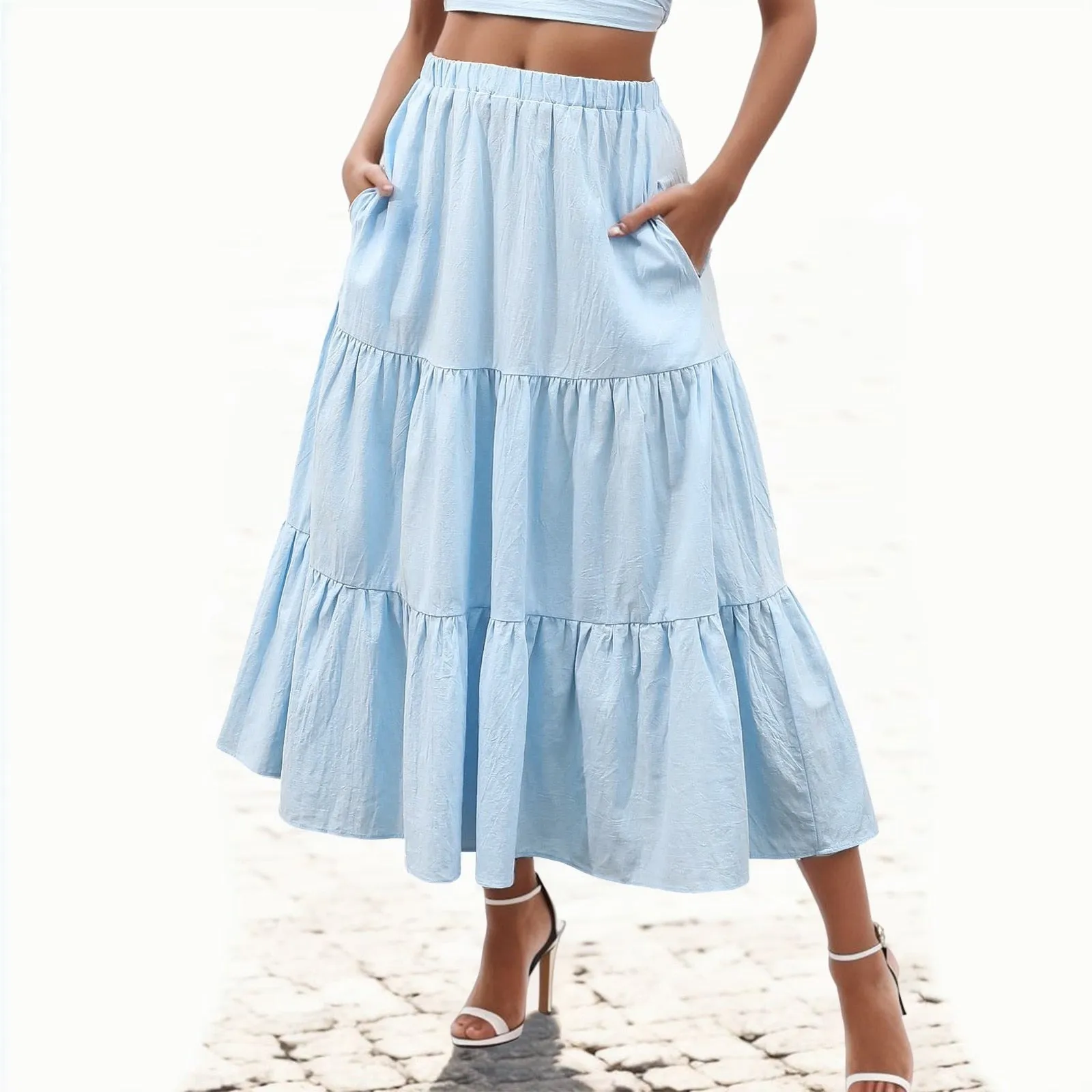 Chic Long Cake Pleated Skirt