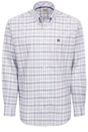 Cinch Button-Front Shirt - Purple Plaid