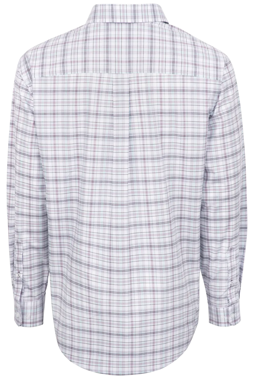 Cinch Button-Front Shirt - Purple Plaid