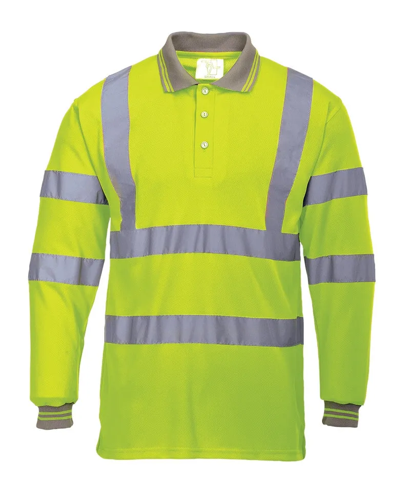 Class 3 ANSI/ISEA 107 Hi-Vis Yellow Long Sleeve Polo Shirt