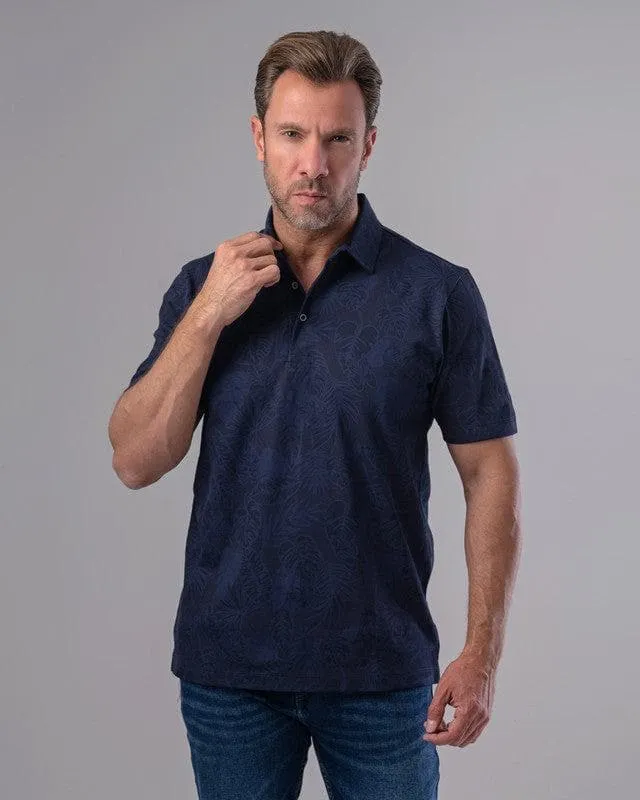 CLASSIC FIT PATTERNED POLO SHIRT - NAVY