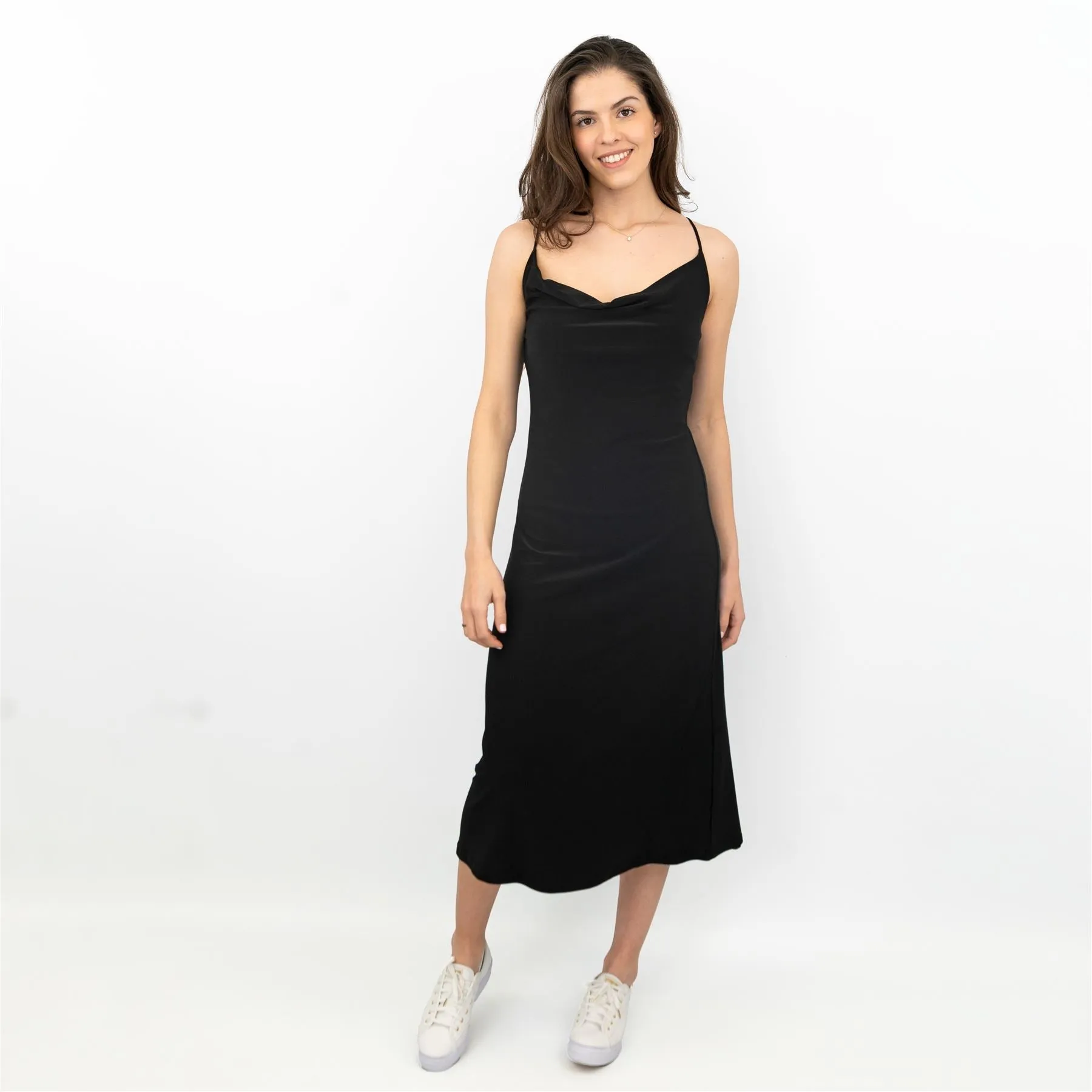 Coast Black Sleeveless Spaghetti Strap Lightweight Midi Dress