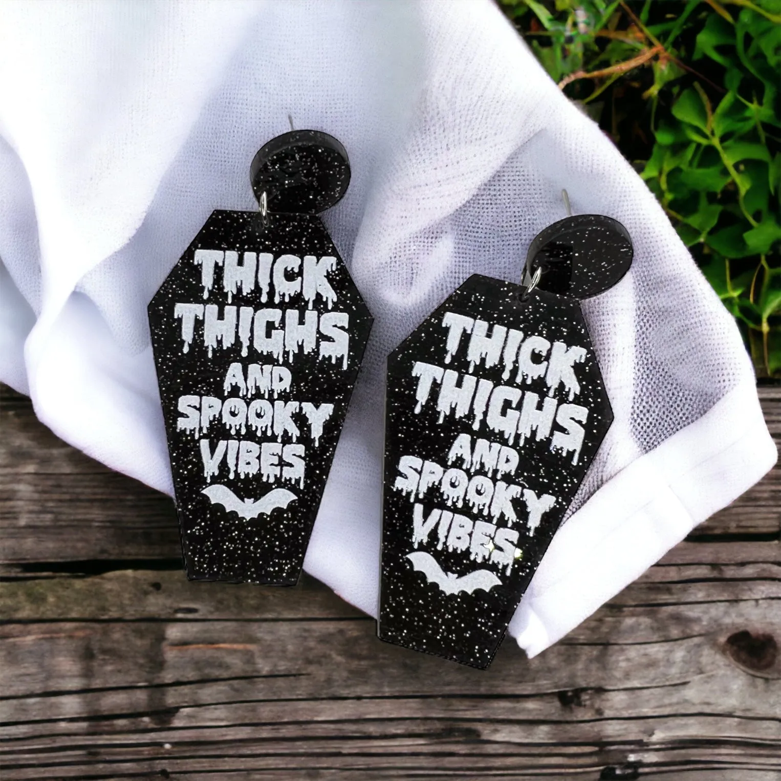 Coffin Earrings - Halloween Earrings, Thick Thighs, Spooky Vibes, Halloween Earrings, Halloween Costume, Trick or Treat