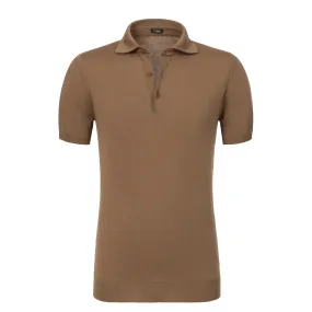 Cotton Polo Shirt in Coffee