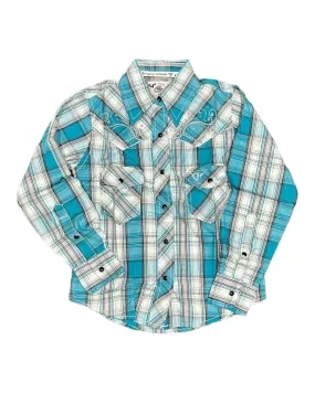 Cowboy Hardware Girls Dutton Plaid in Blue Shirt 425574-190-K