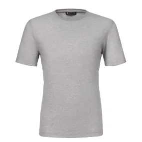 Crew-Neck Stretch-Cotton T-Shirt in White Grey Mottled