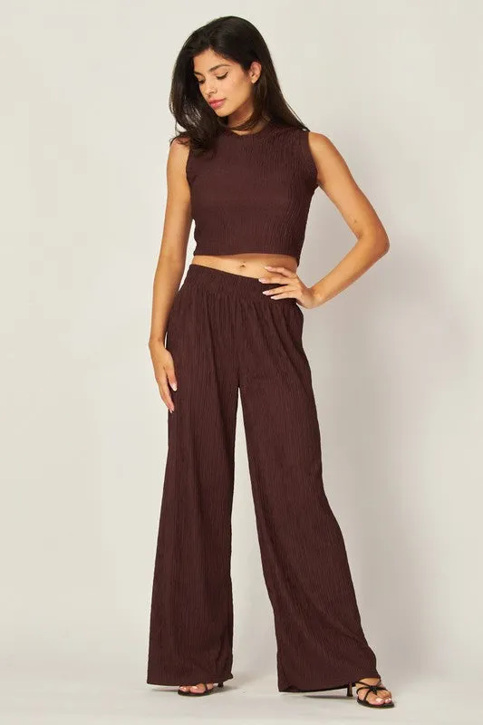 Crinkle Textured Two Piece Loungewear Set