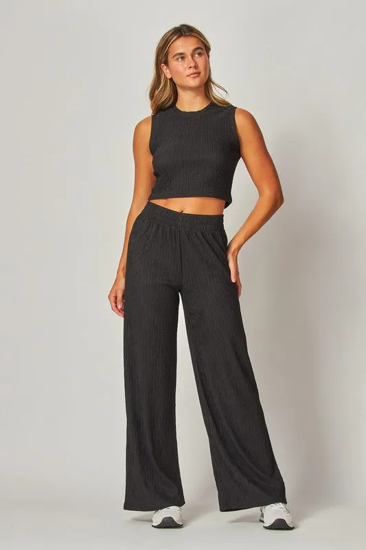 Crinkle Textured Two Piece Loungewear Set