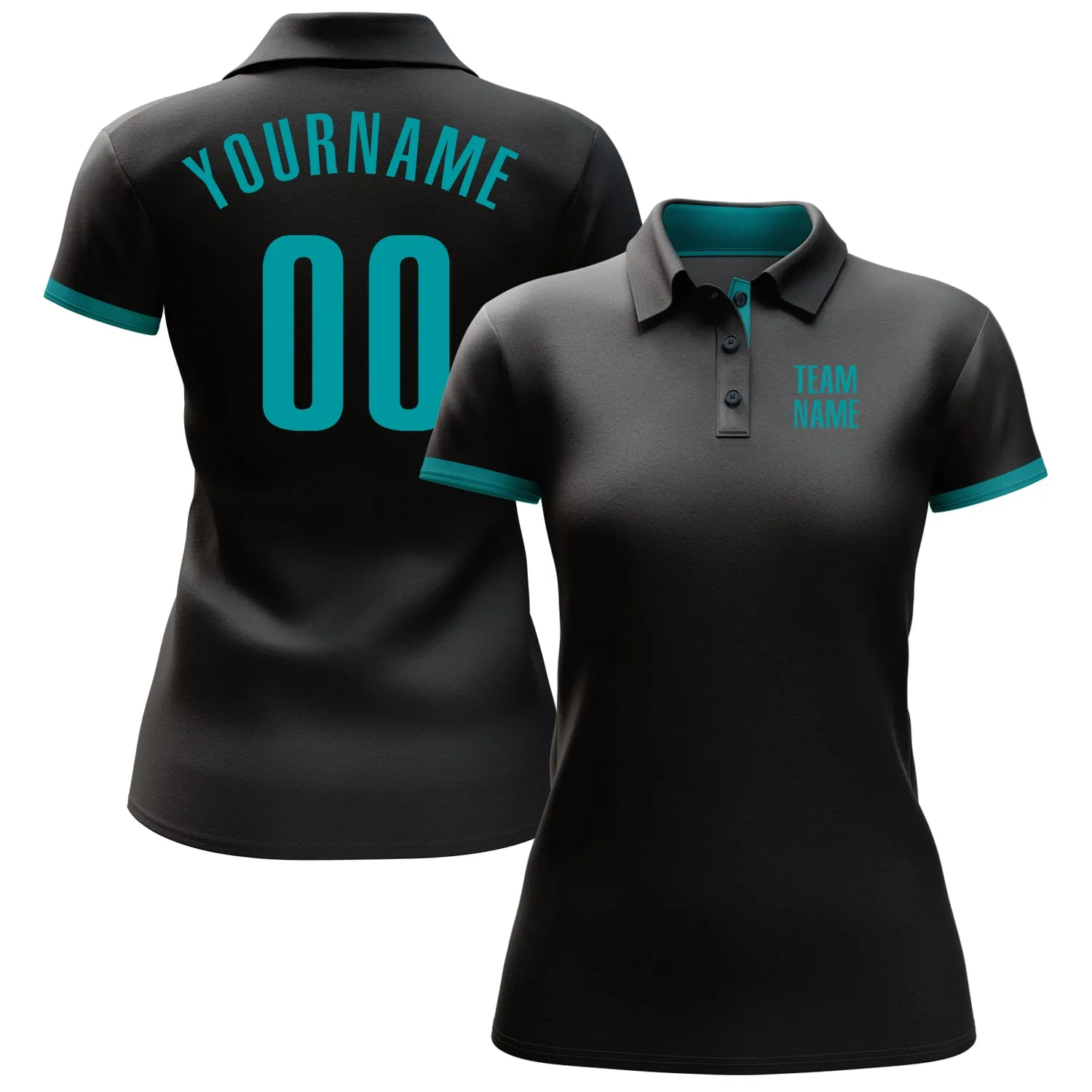 Custom Black Aqua Performance Golf Polo Shirt