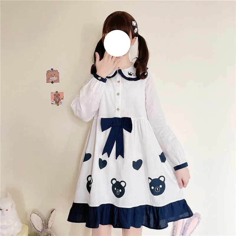 Cute bear print dress PL51175